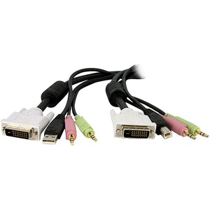 StarTech.com 10ft 4-in-1 USB Dual Link DVI-D KVM Switch Cable w/ Audio &amp; Microphone