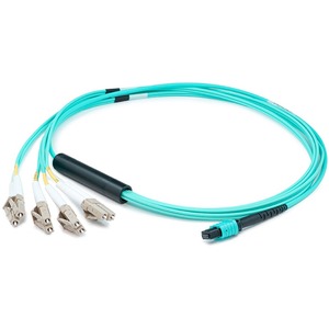 AddOn 15m MPO (Female) to 8xLC (Male) 8-strand Aqua OM3 Fiber Fanout Cable