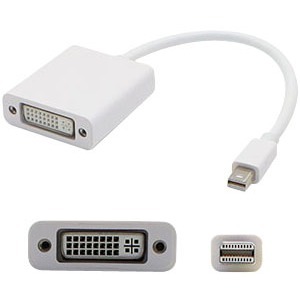 AddOn 5-Pack of 8in Mini-DisplayPort Male to DVI-I Female White Adapter Cables