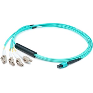 AddOn 50m MPO (Female) to 8xLC (Male) 8-strand Aqua OM4 Fiber Fanout Cable