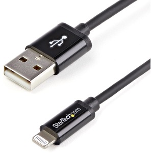 StarTech.com 2m (6ft) Long Black Apple 8-pin Lightning Connector to USB Cable for iPhone / iPod / iPad