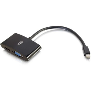 C2G 8in Mini DisplayPort to HDMI or VGA Adapter Converter - Black