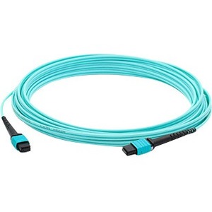 AddOn 20m MPO (Male) to MPO (Male) 12-strand Aqua OM3 Straight Fiber OFNR (Riser-Rated) Patch Cable