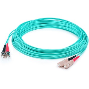 AddOn 5m SC (Male) to ST (Male) Aqua OM3 Duplex Fiber OFNR (Riser-Rated) Patch Cable