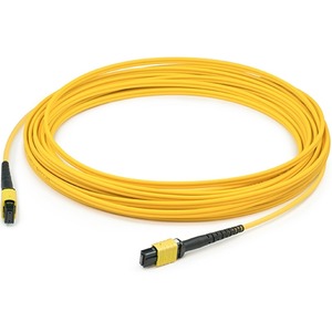 AddOn 15m MPO (Male) to MPO (Male) 12-strand Yellow OS1 Straight Fiber OFNR (Riser-Rated) Patch Cable