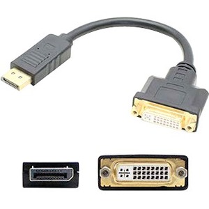 AddOn 8in HP FH973AT Compatible DisplayPort Male to DVI-I Female Black Adapter Cable (Requires DP++)