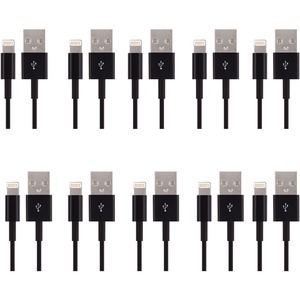 4XEM 10 Pack 3Ft 1M Black charging data and sync Cable For Apple iphone 5 5s 6 6s 6plus 7 7plus