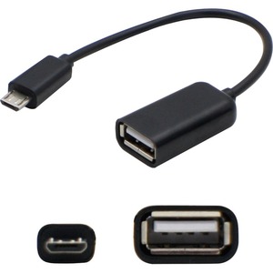 AddOn 5in Micro-USB 2.0 (B) Male to USB 2.0 (A) Female Black On-the-Go Cable