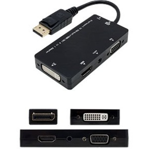 AddOn 5-Pack of 8in DisplayPort Male to DVI, HDMI, and VGA Female Black Adapters with Audio