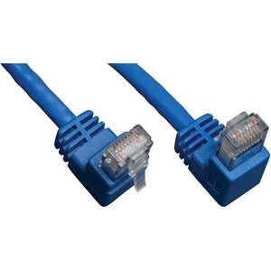 [N204-003-BL-DN/NEW] Tripp Lite 3ft Cat6 Gigabit Molded Patch Cable RJ45 Right Angle Down to Straight M/M Blue 3'