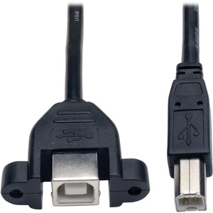 [U025-001-PM/NEW] Tripp Lite 1ft Panel Mount USB 2.0 Extension Cable USB B to Panel Mount B Male / Female