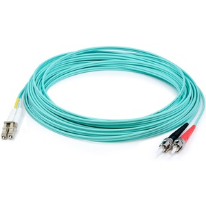 [ADD-ST-LC-10M5OM4/NEW] AddOn 10m LC (Male) to ST (Male) Aqua OM4 Duplex Fiber OFNR (Riser-Rated) Patch Cable