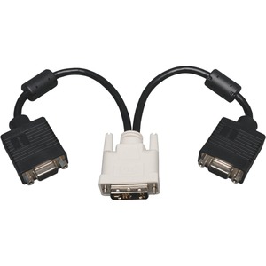 [P120-001-2/NEW] Tripp Lite 1ft DVI to VGA Splitter Adapter Converter DVI-A Analog M to 2x HD15F 1'