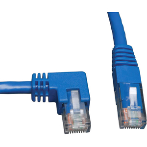 [N204-003-BL-LA/NEW] Tripp Lite 3ft Cat6 Gigabit Molded Patch Cable RJ45 Left Angle to Straight M/M Blue 3'