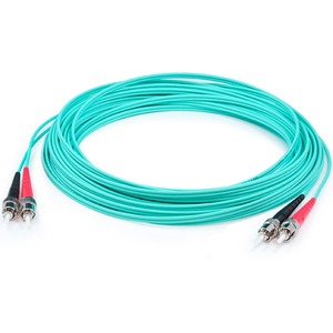 [ADD-ST-ST-10M5OM3/NEW] AddOn 10m ST (Male) to ST (Male) Aqua OM3 Duplex Fiber OFNR (Riser-Rated) Patch Cable