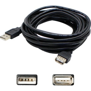 [USBEXTAA15-5PK/NEW] AddOn 5-Pack of 15ft USB 2.0 (A) Male to Female Black Extension Cables