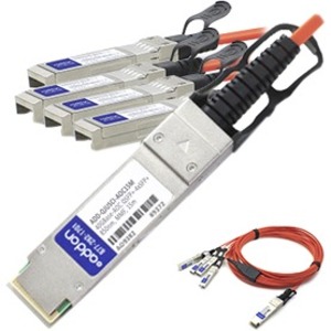 [ADD-QJUSCI-AOC15M/NEW] AddOn Juniper Networks QFX-QSFP-DACBO-15M-AOC to Cisco SFP-10G-AOC15M Compatible TAA Compliant 40GBase-AOC QSFP+ to 4xSFP+ Direct Attach Cable (850nm, MMF, 15m)