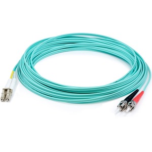 [ADD-ST-LC-10M5OM3/NEW] AddOn 10m LC (Male) to ST (Male) Aqua OM3 Duplex Fiber OFNR (Riser-Rated) Patch Cable