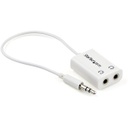 StarTech.com White Slim Mini Jack Headphone Splitter Cable Adapter - 3.5mm Male to 2x 3.5mm Female