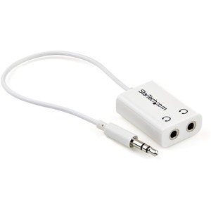 [MUY1MFFADPW/NEW] StarTech.com White Slim Mini Jack Headphone Splitter Cable Adapter - 3.5mm Male to 2x 3.5mm Female