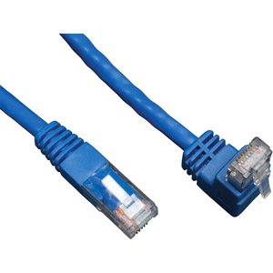 [N204-005-BL-UP/NEW] Tripp Lite 5ft Cat6 Gigabit Molded Patch Cable RJ45 Right Angle Up to Straight M/M Blue 5'