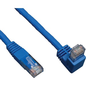 [N204-010-BL-DN/NEW] Tripp Lite 10ft Cat6 Gigabit Molded Patch Cable RJ45 Right Angle Down to Straight M/M Blue 10'