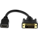 Rocstor HDMI to DVI-D Video Cable Adapter - 8in - HDMI Female to DVI Male - DVI/HDMI for Notebook, Ultrabook, Desktop Computer, Graphic Cards, Video Device - 8" - 1 Pack - 1 x HDMI Female Digital Audio/Video - 1 x DVI-D (Dual-Link 24+1) Male Digital Video - Gold Plated - Shielding - Black - HDMI FEMALE TO DVI-D MALE ADAPTER