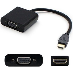 [701943-001-AO/NEW] AddOn 8in Lenovo 701943-001 Compatible HDMI Male to VGA Female Black Active Adapter Cable with Micro USB Ports