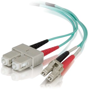 [01010/NEW] C2G 3m LC-SC 50/125 Duplex Multimode OM4 Fiber Cable - Aqua - 10ft