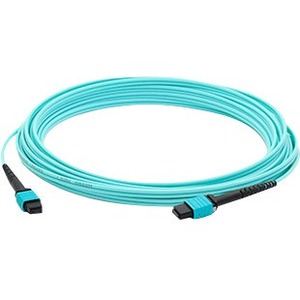 [ADD-MPOMPO-15M5OM4/NEW] AddOn 15m MPO (Female) to MPO (Female) 12-strand Aqua OM4 Crossover Fiber OFNR (Riser-Rated) Patch Cable