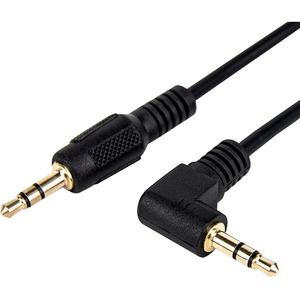 [Y10C193-B1/NEW] Rocstor Premium Slim 3.5mm to Right Angle Stereo Audio Cable 6 ft - M/M - Mini-phone Male Stereo Audio - Mini-phone Male Stereo Audio Male to Right Angle Male- .3m - Black - For Smartphone, Mobile Phones, iPhone (with Headphone Jack), iPod AND MP3 PLAYER