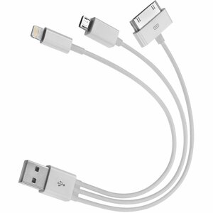 [4XUSBMUSB830PIN/NEW] 4XEM USB To 30-Pin/Lightning/Micro USB Cable For iPhone/iPod/iPad/Galaxy