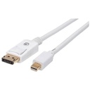 Manhattan Mini DisplayPort Male to DisplayPort Male Male Monitor Cable, 10', White