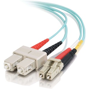 [01125/NEW] C2G 6m LC-SC 10Gb 50/125 Duplex Multimode OM3 Fiber Cable - Aqua - 20ft