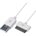 4XEM 10FT 30-Pin Dock Connector To USB Cable For iPhone/iPod/iPad (White)